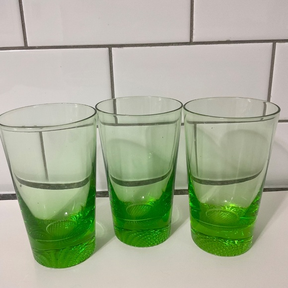Set of 3 Lime Green Glasses - Picture 2 of 5
